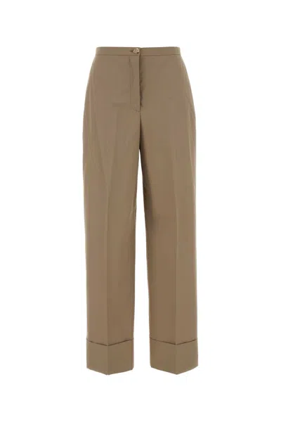 Agnona Cappuccino Cotton Pant In Beige O Tan