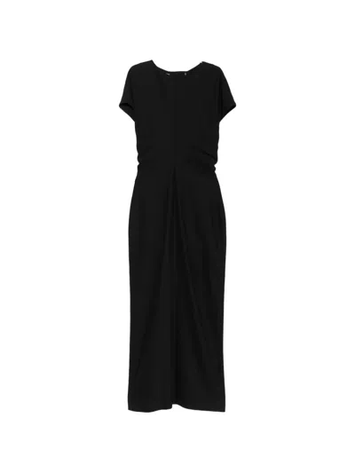 Agnona Cap-sleeve Maxi Dress In Black