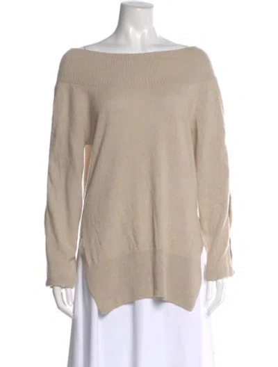 Pre-owned Agnona Cashmere Bateau Neckline Sweater In Neutrals
