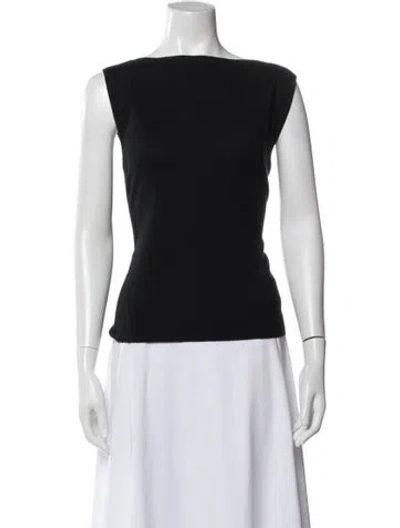 Pre-owned Agnona Cashmere Bateau Neckline Top In Black