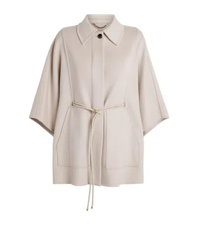 Agnona Cashmere Belted Cape In Neutral