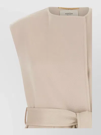 Agnona Belted Cashmere Vest In Neutral