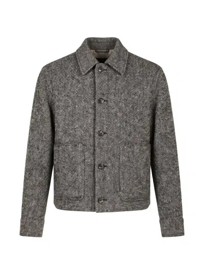 Agnona Cashmere Button-up Jacket In Gray