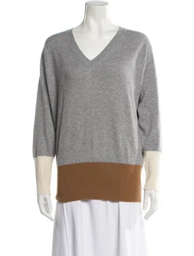 Pre-owned Agnona Cashmere Colorblock Pattern Sweater In Brown
