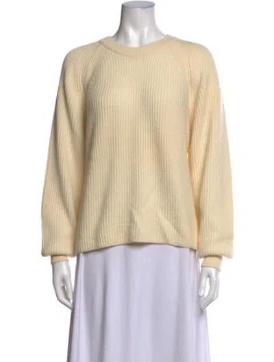 Pre-owned Agnona Cashmere Crew Neck Sweater In White
