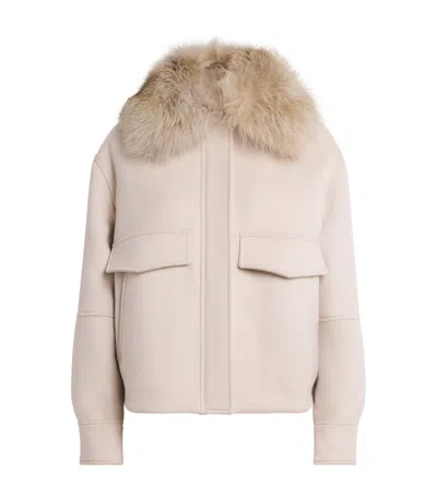 Agnona Cashmere Cropped Bomber Jacket In Neutral