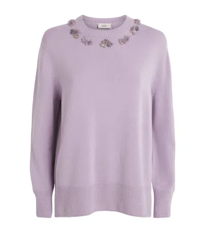 Agnona Cashmere Embellished Sweater In Purple