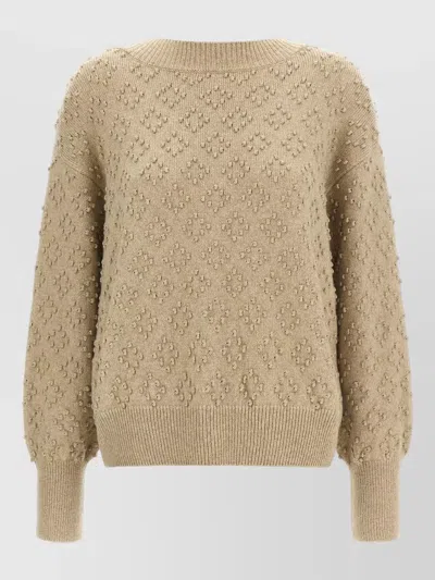 Agnona Cashmere Embossed Sweater In Brown