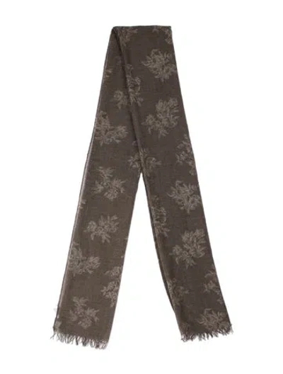 Pre-owned Agnona Cashmere Floral Print Scarf In Grey