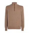 Agnona Cashmere Half-zip Sweater In Brown