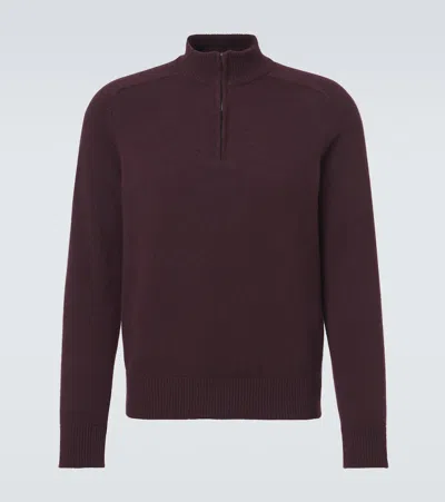 Agnona Cashmere Half-zip Sweater In Burgundy