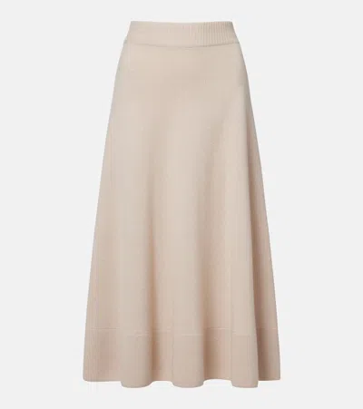 Agnona Cashmere Midi Skirt In Neutral