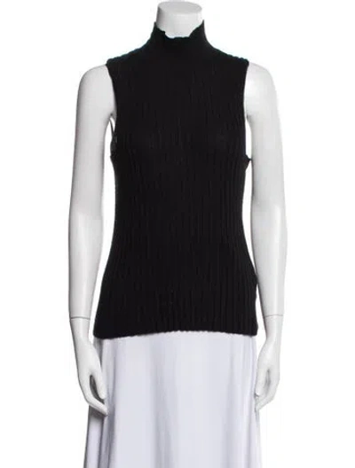 Pre-owned Agnona Cashmere Mock Neck Sweater In Black