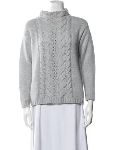Pre-owned Agnona Cashmere Mock Neck Sweater In Gray