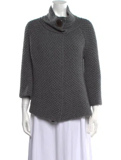 Pre-owned Agnona Cashmere Mock Neck Sweater In Grey