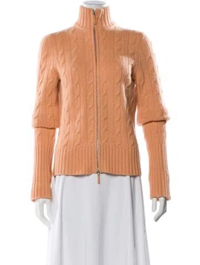 Pre-owned Agnona Cashmere Mock Neck Sweater In Orange