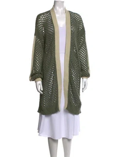 Pre-owned Agnona Cashmere Open Front Sweater In Green