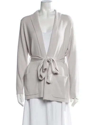 Pre-owned Agnona Cashmere Open Front Sweater In Grey