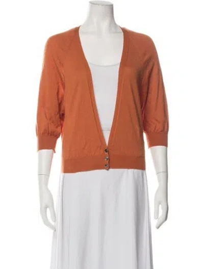 Pre-owned Agnona Cashmere Open Front Sweater In Orange