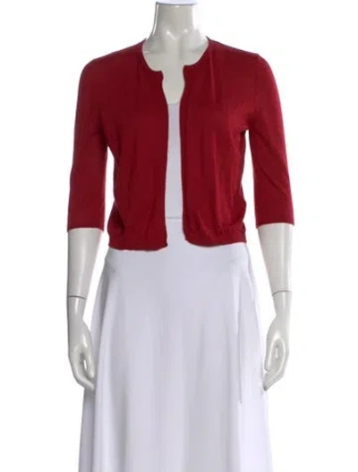 Pre-owned Agnona Cashmere Open Front Sweater In Red