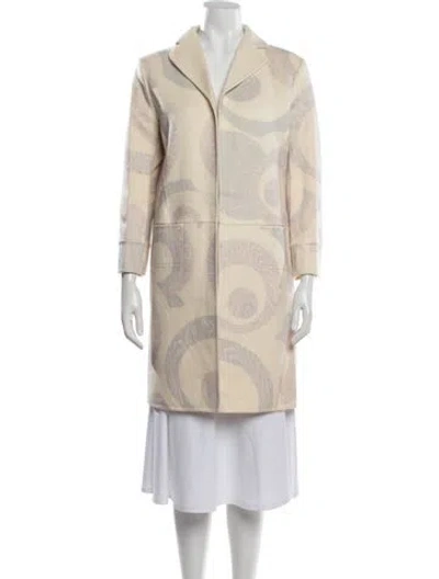 Pre-owned Agnona Cashmere Patterned Coat In Neutrals