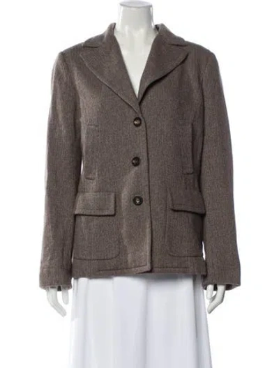 Pre-owned Agnona Cashmere Plaid Print Blazer In Brown