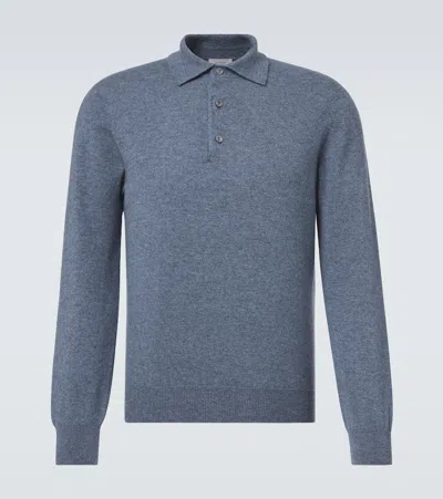 Agnona Cashmere Polo Sweater In Blue