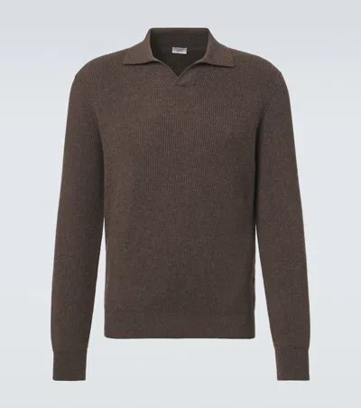 Agnona Cashmere Polo Sweater In Green