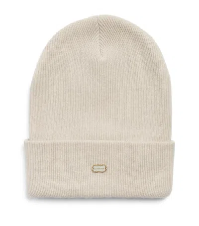 Agnona Cashmere Ribbed Beanie In Beige