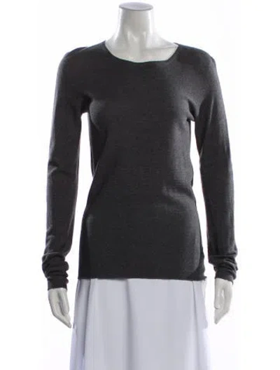 Pre-owned Agnona Cashmere Scoop Neck Sweater In Gray