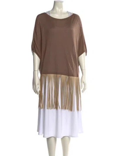 Pre-owned Agnona Cashmere Scoop Neck Sweater In Neutral