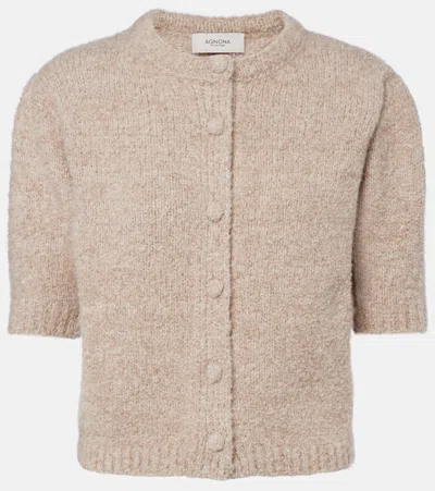 Agnona Cashmere, Silk, And Wool Cardigan In Beige
