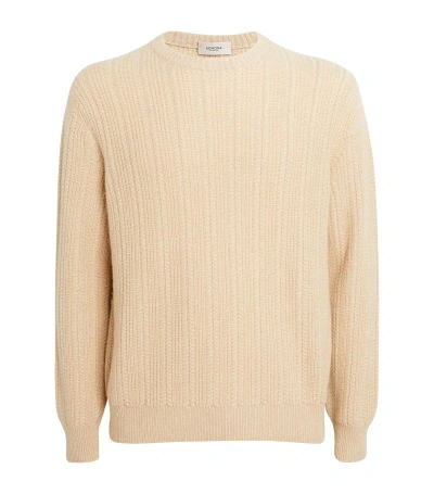 Agnona Cashmere-silk-linen Jumper In Brown