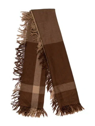Pre-owned Agnona Cashmere Striped Scarf In Brown