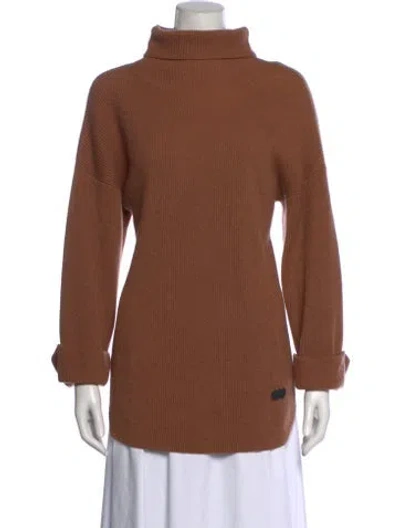 Pre-owned Agnona Cashmere Turtleneck Sweater In Brown