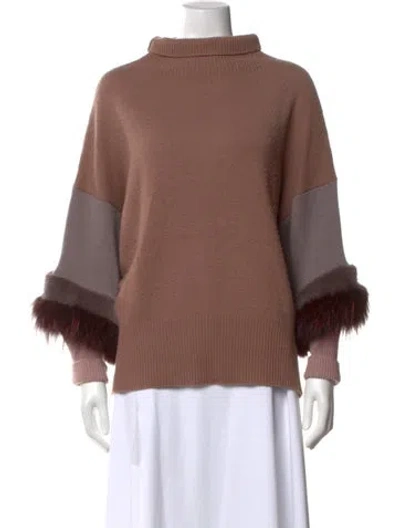 Pre-owned Agnona Cashmere Turtleneck Sweater In Neutrals