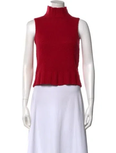 Pre-owned Agnona Cashmere Turtleneck Sweater In Red