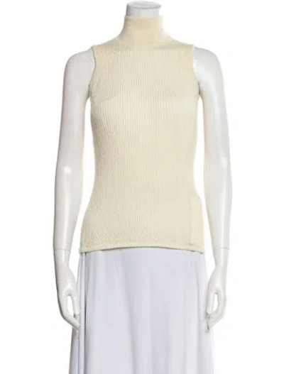 Pre-owned Agnona Cashmere Turtleneck Top In Neutral