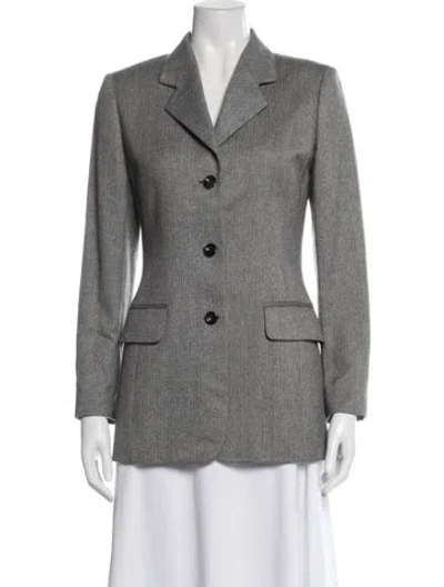 Pre-owned Agnona Cashmere Tweed Pattern Blazer In Gray