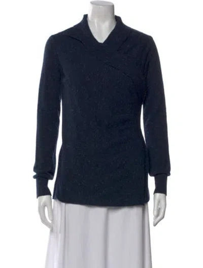 Pre-owned Agnona Cashmere Tweed Pattern Sweater In Blue