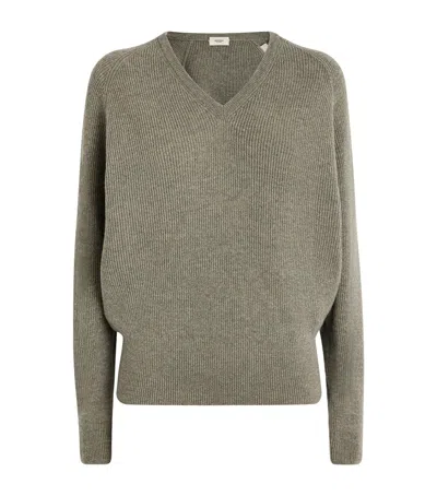 Agnona Cashmere V-neck Sweater In Beige