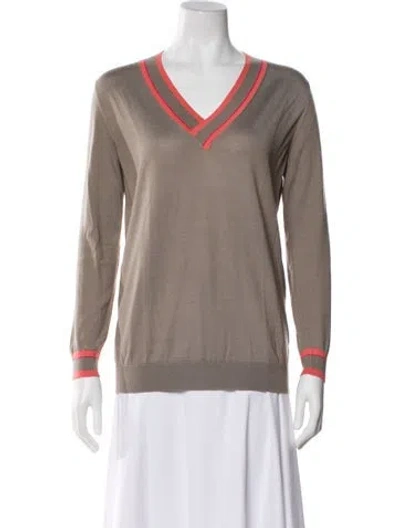 Pre-owned Agnona Cashmere V-neck Sweater In Neutral