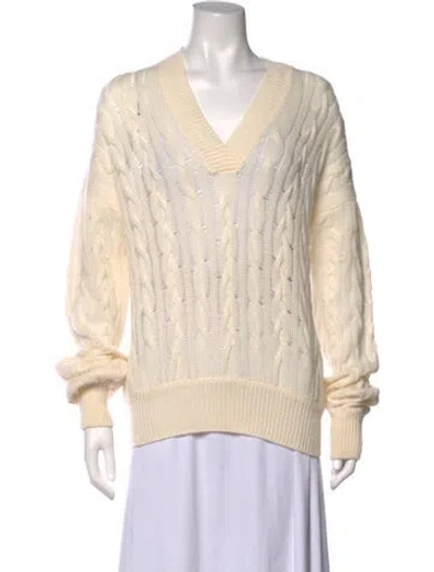 Pre-owned Agnona Cashmere V-neck Sweater In Neutrals