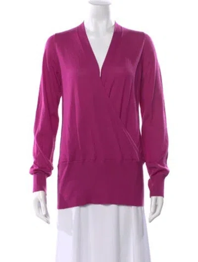 Pre-owned Agnona Cashmere V-neck Sweater W/ Tags In Purple