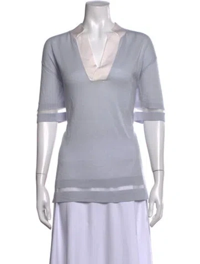 Pre-owned Agnona Cashmere V-neck Top In Grey