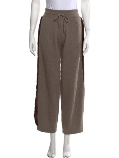 Pre-owned Agnona Cashmere Wide Leg Pants In Brown