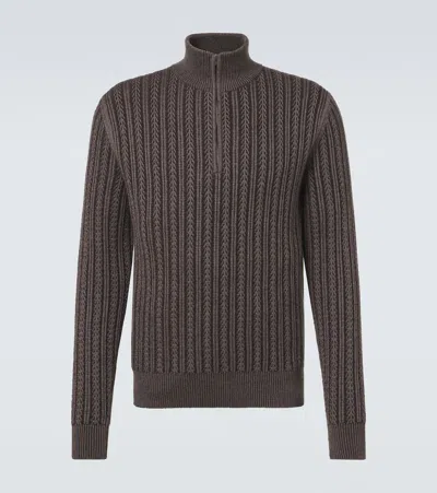Agnona Cashmere, Wool, And Silk Half-zip Sweater In Grey