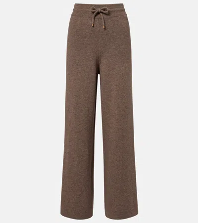 Agnona Cashmere, Wool, And Silk Wide-leg Pants In Brown