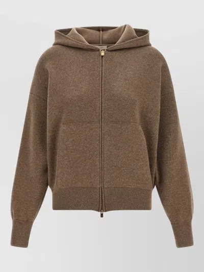 Agnona Cashmere Wool Silk Hooded Zip Sweater