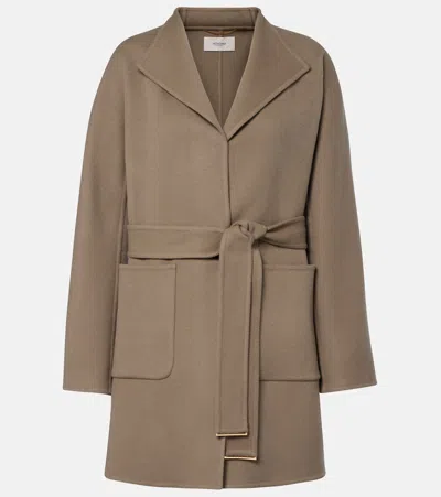 Agnona Cashmere Wrap Coat In Brown